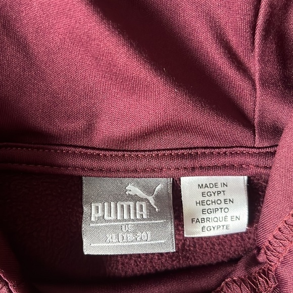 PUMA Youth Pullover Hoodie Sweatshirt Sweater Burgundy and White Size XL - Picture 3 of 4